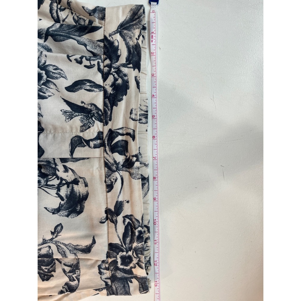 Frank And Oak Floral Wide Leg Pants Cream Navy Size 4 - Picture 7 of 8